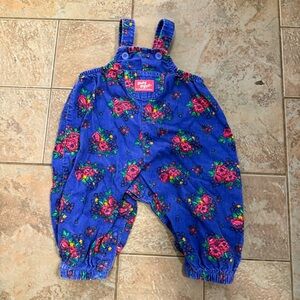 Vintage Oshkosh B’gosh Floral Overalls Corduroy Size 12M